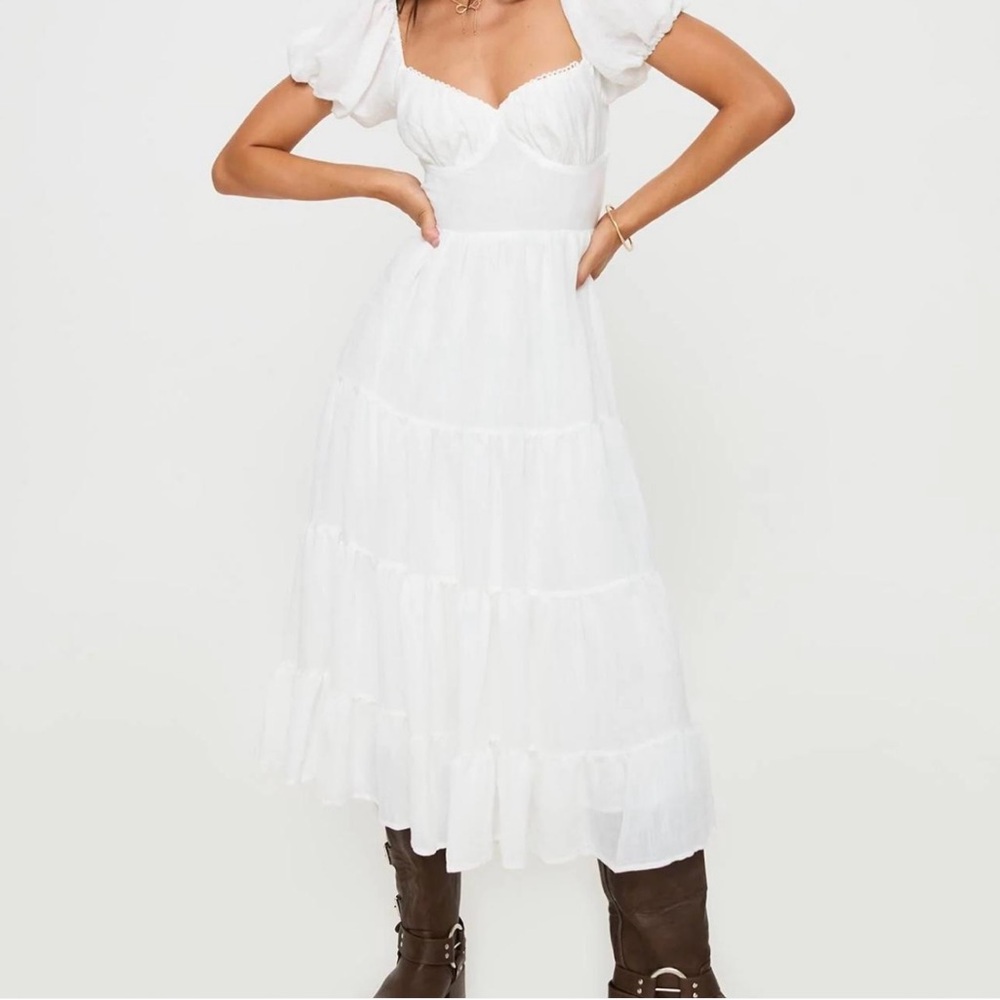 Princess Polly White Maxi Dress with Puff Sleeves